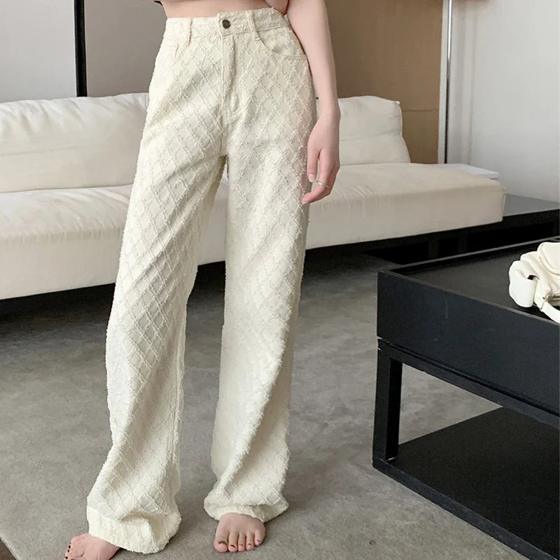 FashionSierra - High Waisted Diamond Checkered Floral Trouser