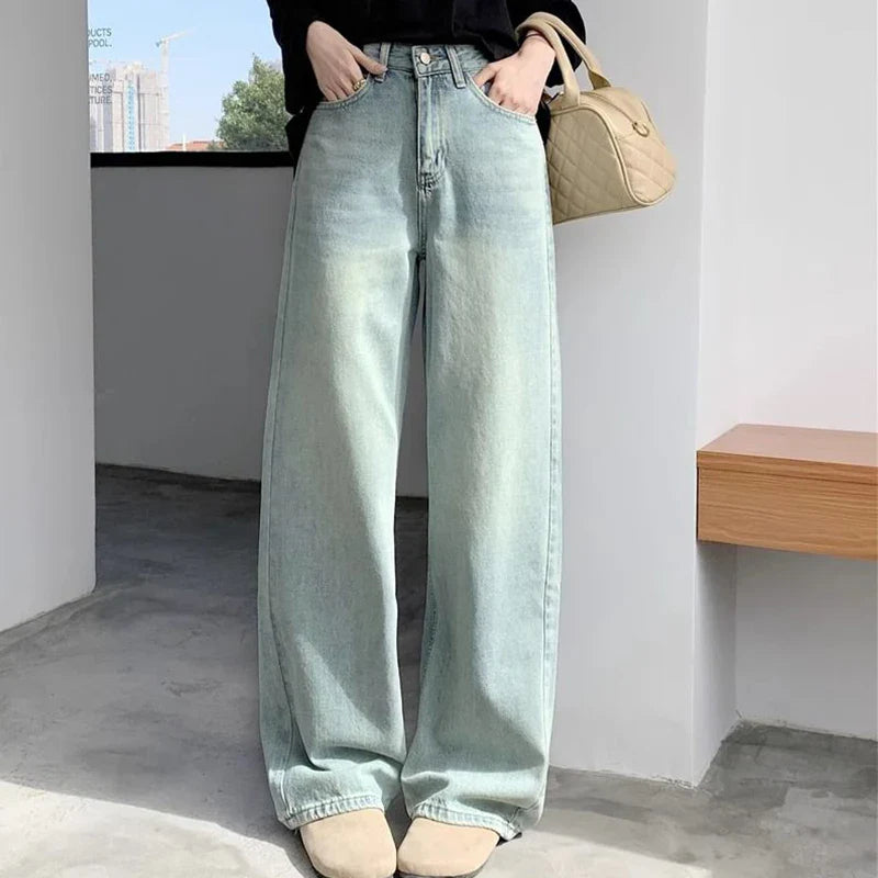 FashionSierra - Y2K Baggy Wide Streetwear Washed Vintage High Waist Straight Trouser