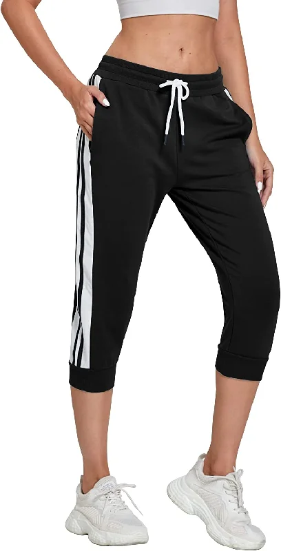 FashionSierra - FUGREEN Women’s Capri Workout Pants Loose Drawstring Athletic Pants Lounge Joggers Pants with Pockets