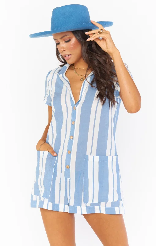 Yvette Romper ~ Sailboat Stripe