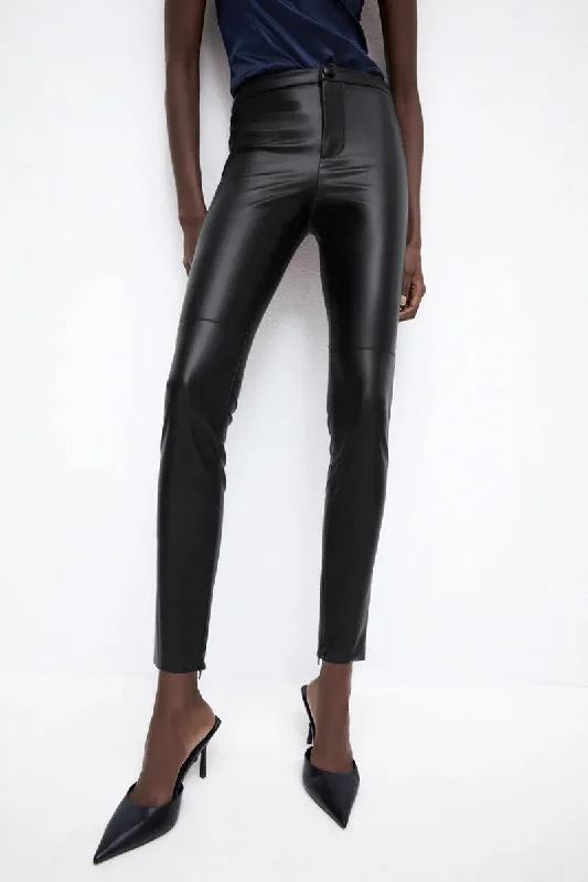 FashionSierra - Zipper Faux Pu Pencil Pants