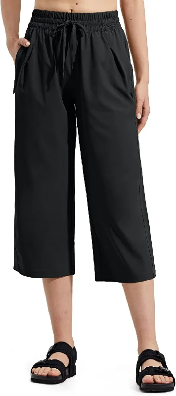 FashionSierra - Capri Pants Wide Leg Lightweight Quick Dry Comfy Loose Lounge Sweatpants