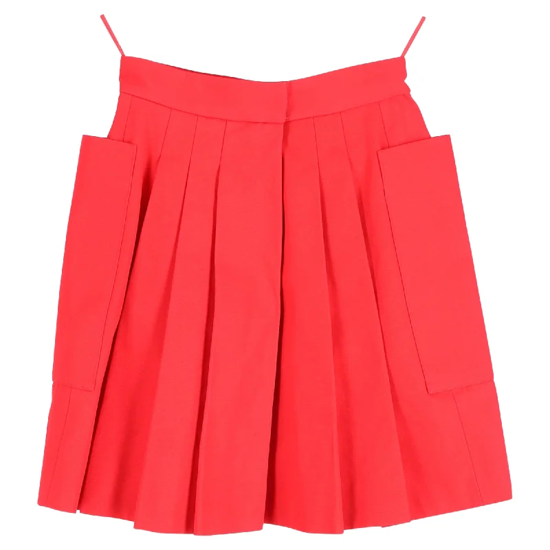 Alexander McQueen Pleated Mini Skirt in Red Cotton