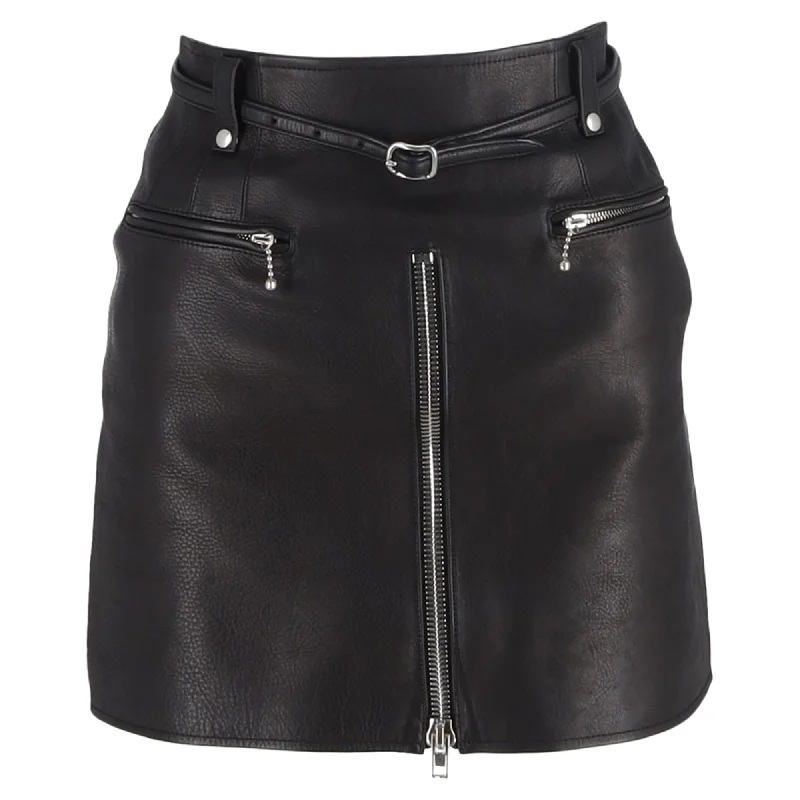 Alexander Wang Zipped Mini Skirt in Black Leather