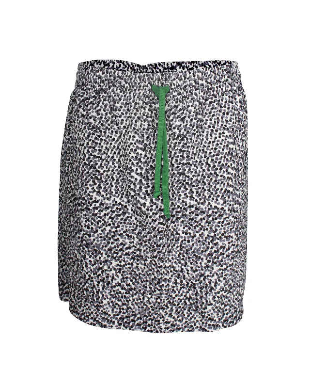 Celine Polka Dot Drawstring Mini Skirt in Grey Silk