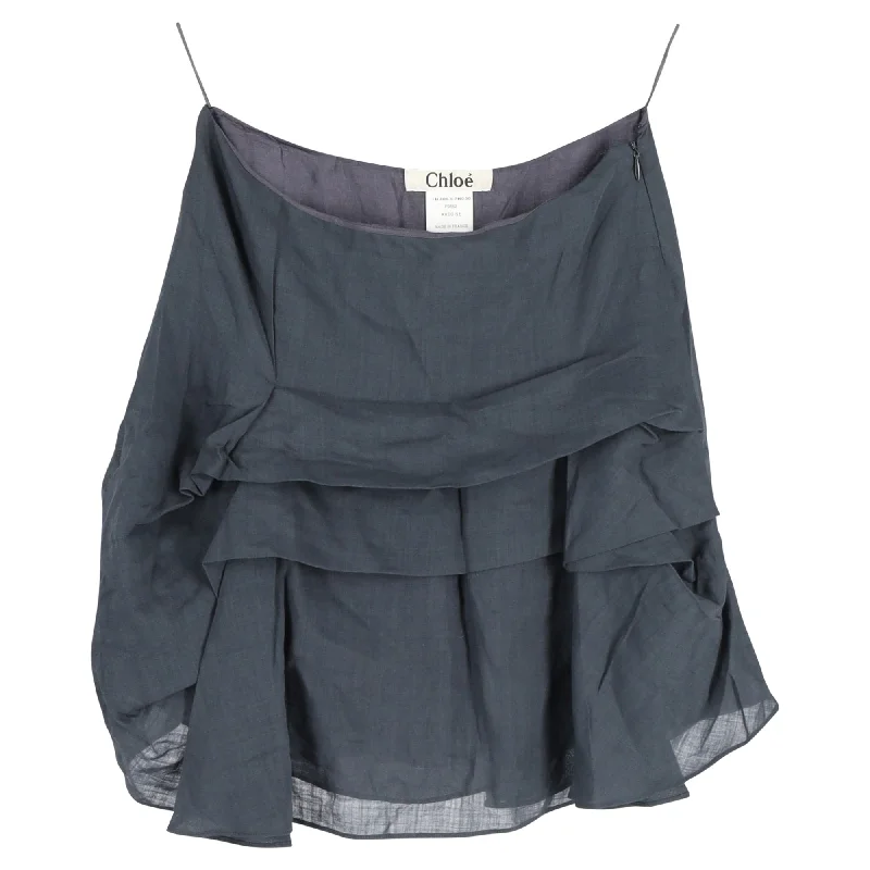 Chloé Mini Skirt in Ardoise Navy Blue Linen