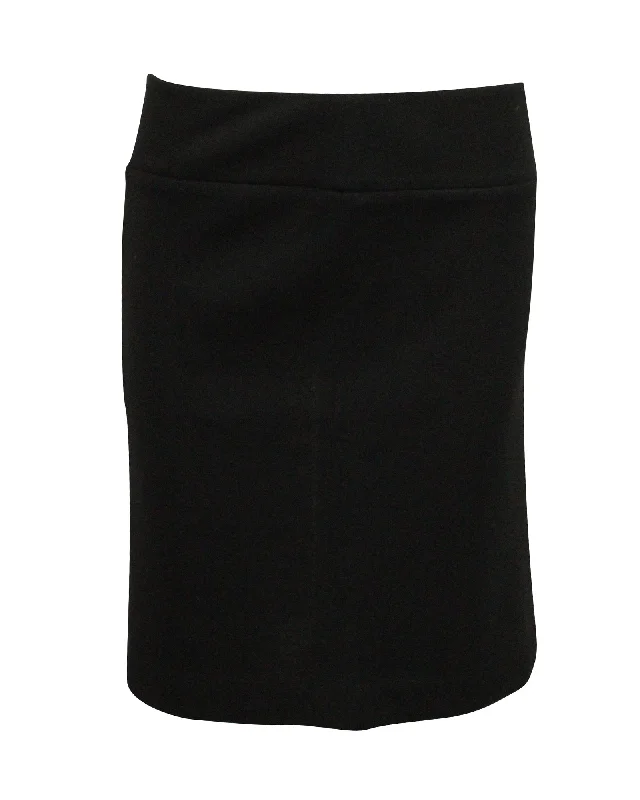 Joseph Midi Skirt with Gold Trim in Black Wool