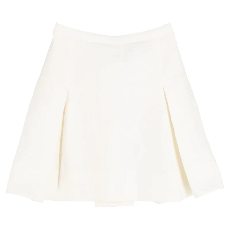 Lanvin Textured Pleated Mini Skirt in White Polyester