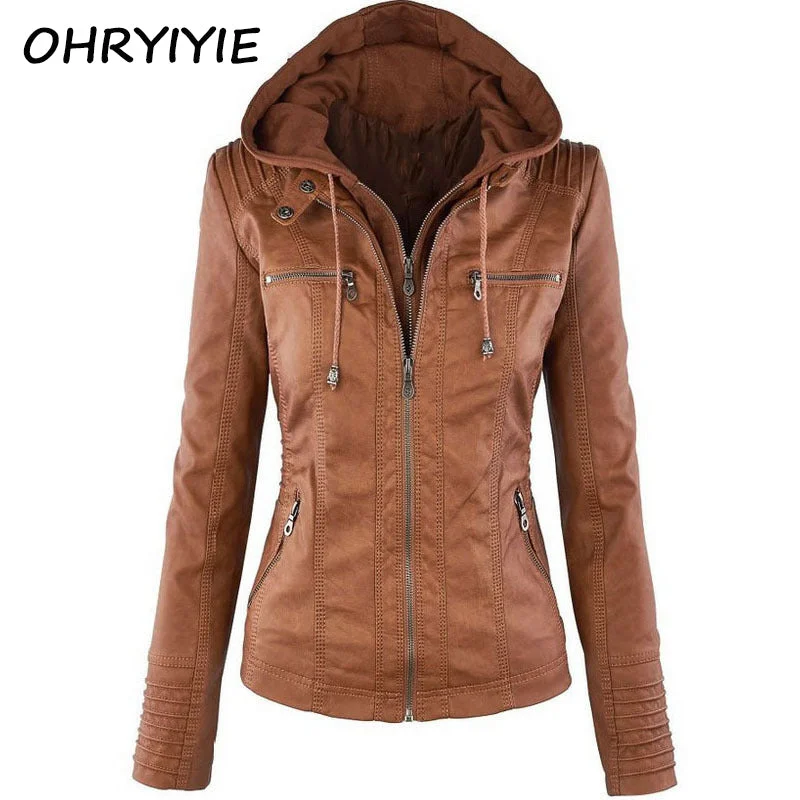 OHRYIYIE Plue Size 7XL Leather Jacket Women 2018 Autumn Winter Outerwear Coat Lady PU Leather Clothing Female Motorcycle Jackets