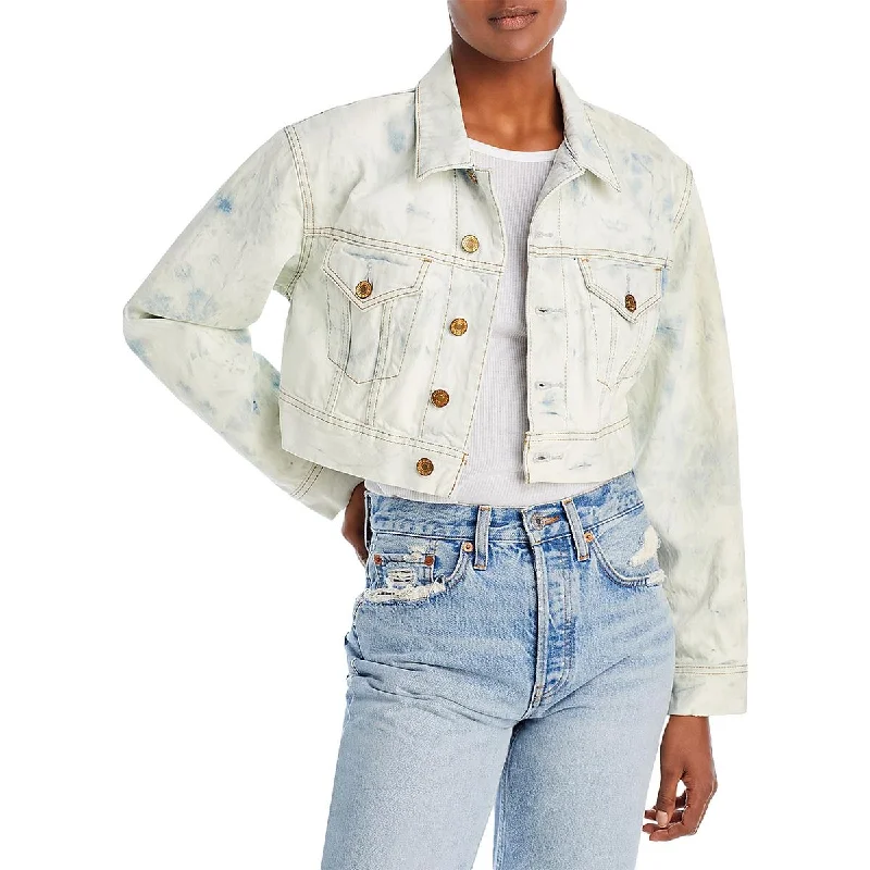 RE/DONE Womens Crop Denim Trucker Jacket