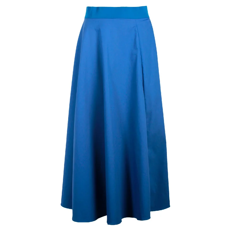 Sportmax Midi Circle Skirt in Blue Cotton