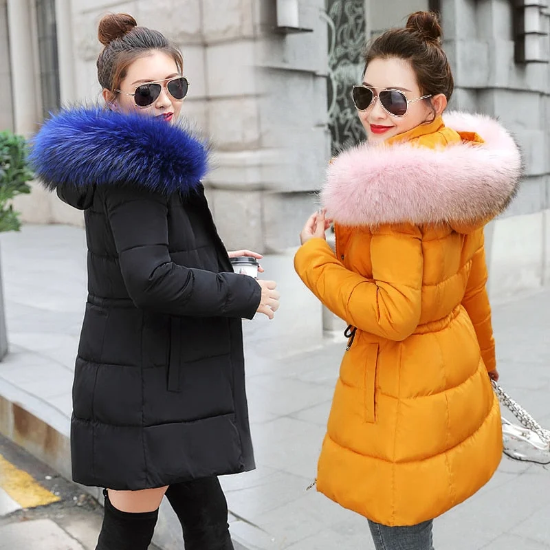 Winter Jacket Women New 2018 Coats Artificial raccoon hair collar Female Parka black Thick Cotton Padded Lining Ladies S-3XXXL