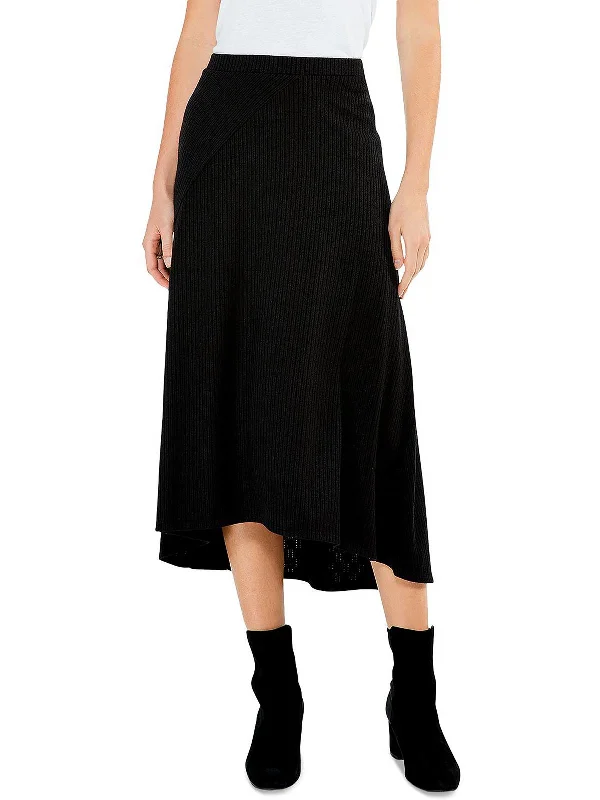 Womens Ribbed Knit Cozy Midi Skirt