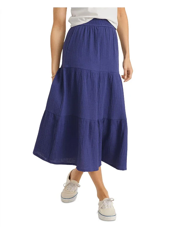 Womens Smocked Tiered Maxi Skirt