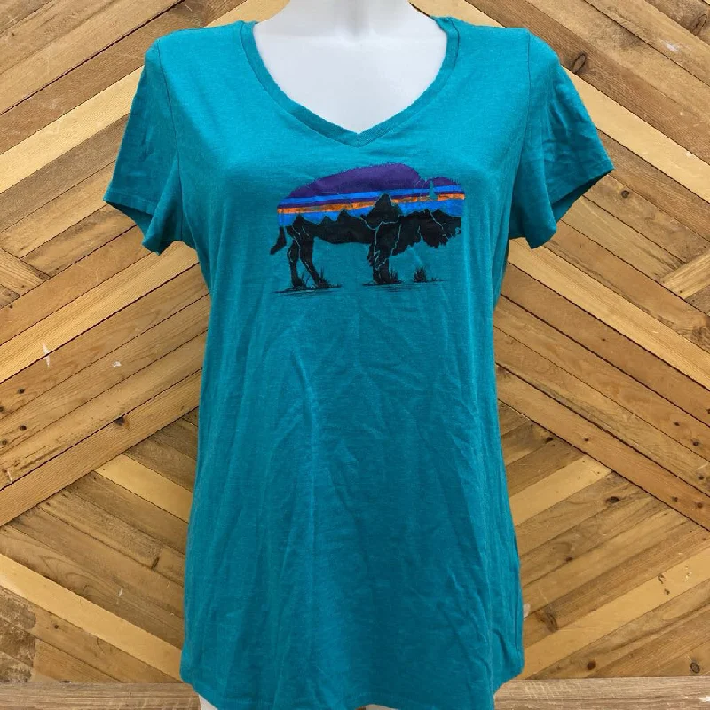 Patagonia - t-shirt Shirt - MSRP $55: Blue/Black/Purple-women-MD