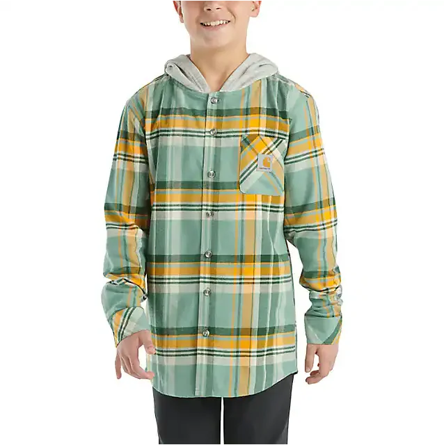 Boys' Long-Sleeve Flannel Hooded Shirt - Patina