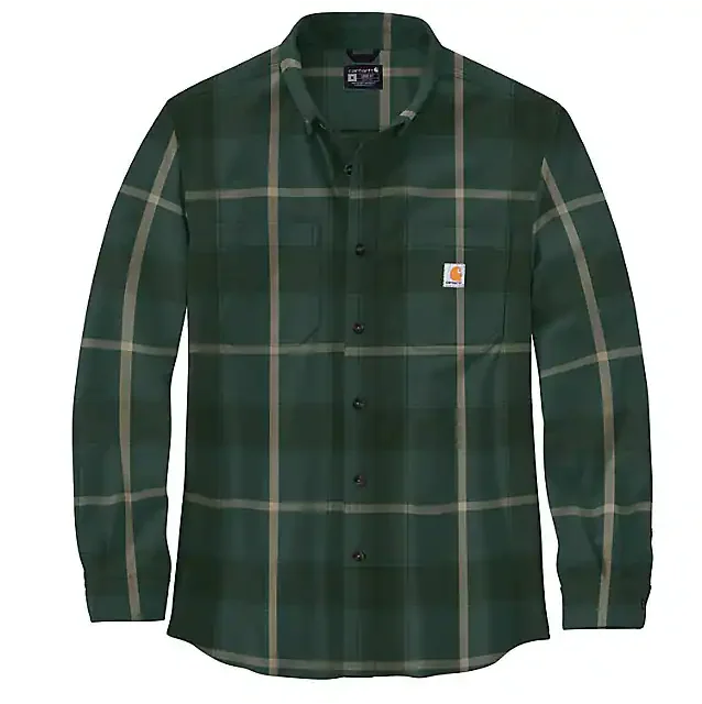 Rugged Flex Relaxed Fit Midweight Flannel Long-Sleeve Plaid Shirt - Frosted Balsam