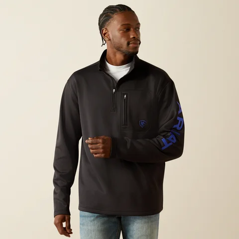 Men's Tek Team 1/4 Zip Sweatshirt - Black & Cobalt