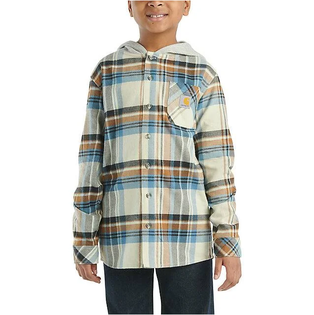 Boys' Long-Sleeve Flannel Hooded Shirt - Malt