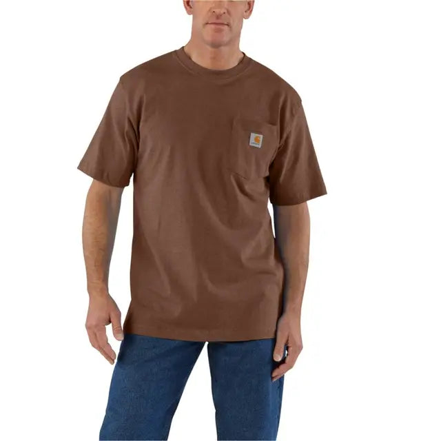 Loose Fit Heavyweight Short-Sleeve Pocket T-Shirt - Mocha Heather