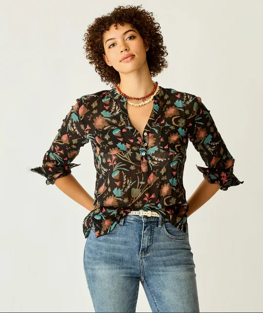 Women's Dylan Gauze Shirt - Scattered Floral