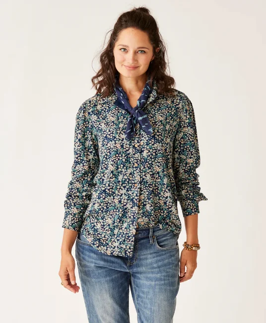 Women's Nadia Twill Shirt - Navy Ditsy