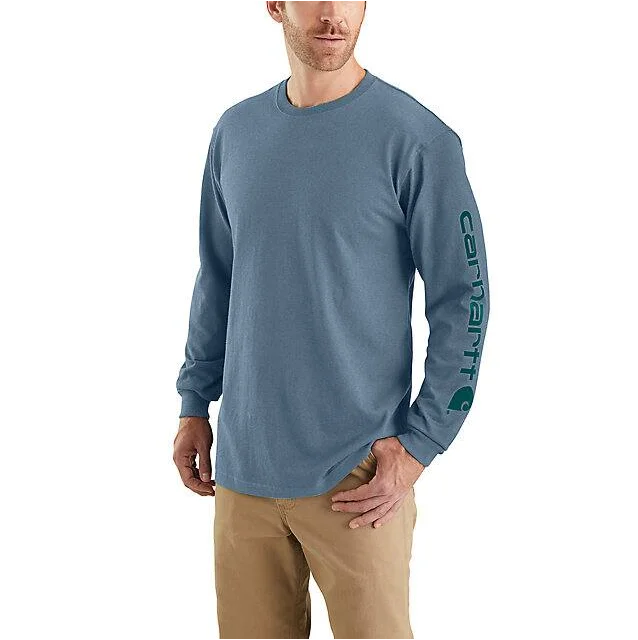 Loose Fit Heavyweight Long-Sleeve Logo Sleeve Graphic T-Shirt - Thundercloud Heather