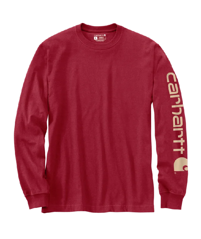 Loose Fit Heavyweight Long-Sleeve Logo Sleeve Graphic T-Shirt - Crabapple