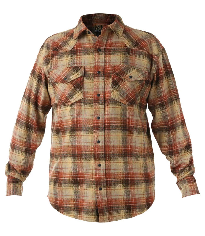 Men's Brawny Snap Front Flannel Shirt - Caramel Plaid