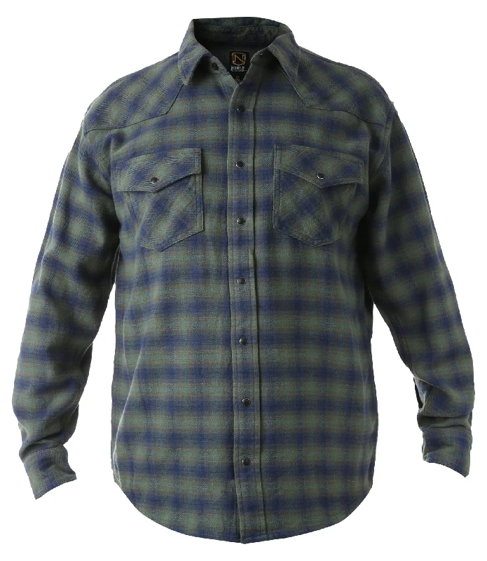 Men's Brawny Snap Front Flannel Shirt - Navy Ombre