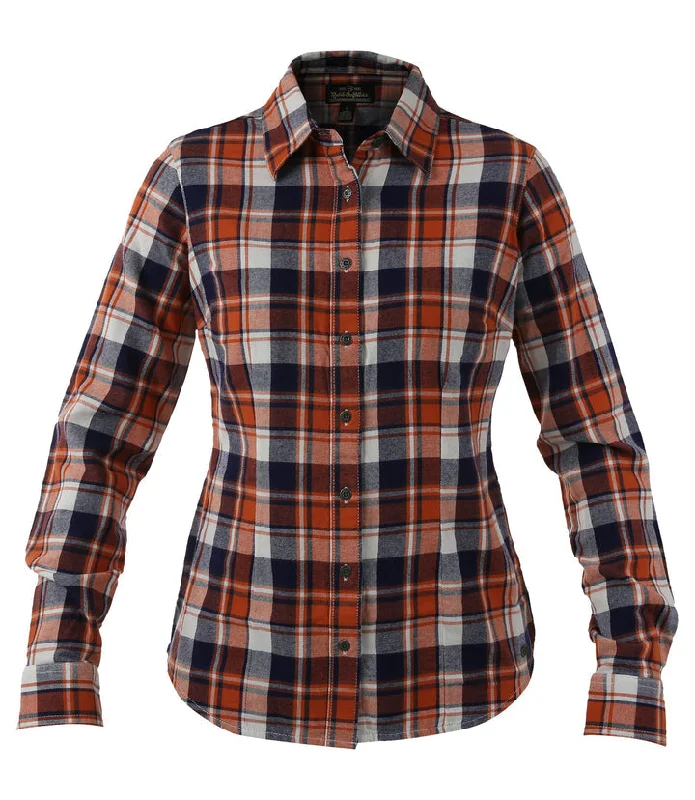 Women's Flannel Shirt - Rust / Navy Plaid