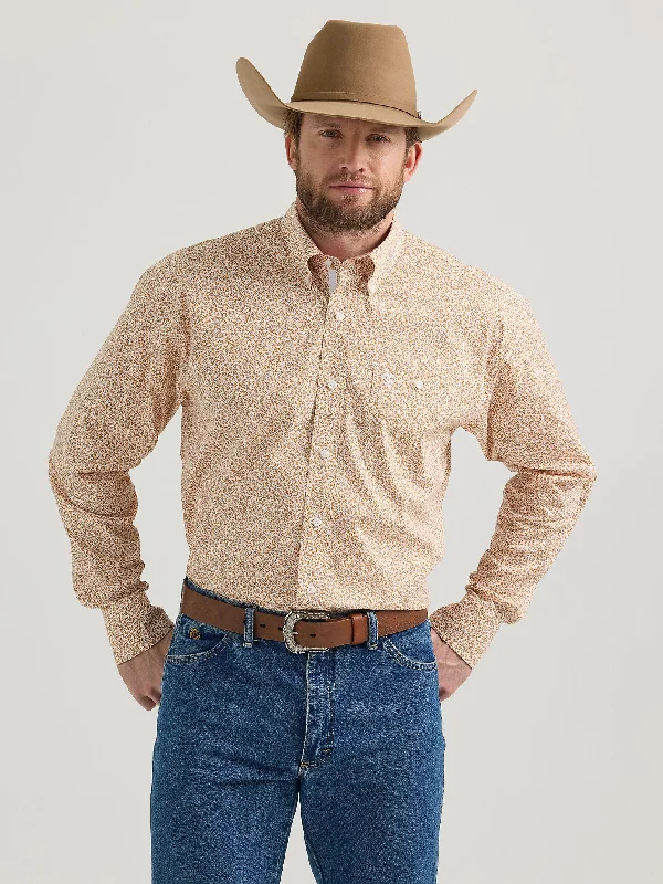 Men's George Strait Long Sleeve Button Down One Pocket Shirt - Amber Floral