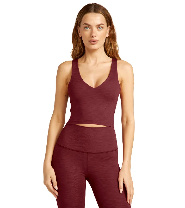 Beyond Yoga Heather Rib Fresh Cut Cropped Tank Rosewood Heather Rib