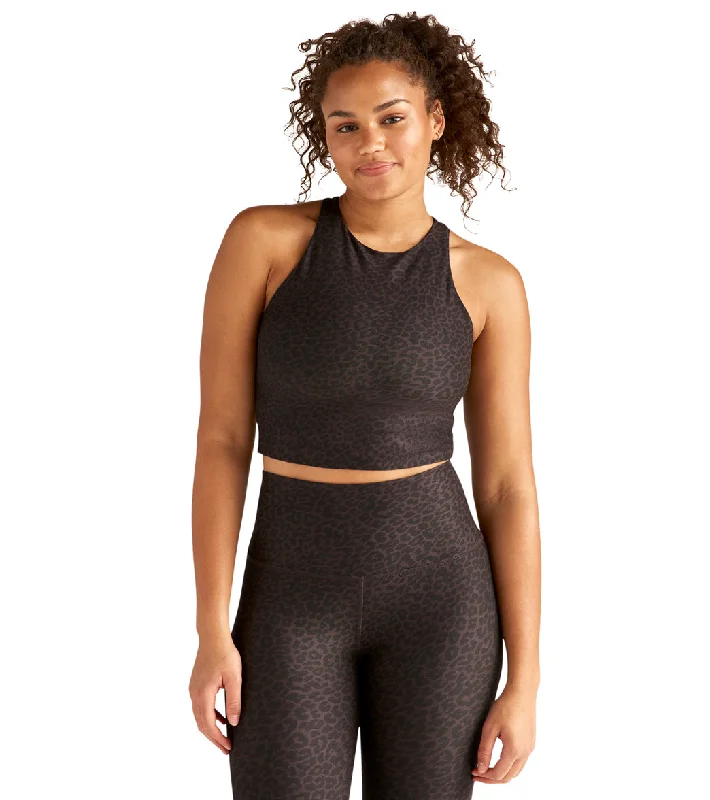 Beyond Yoga Softmark Refocus Cropped Tank Charcoal Leopard