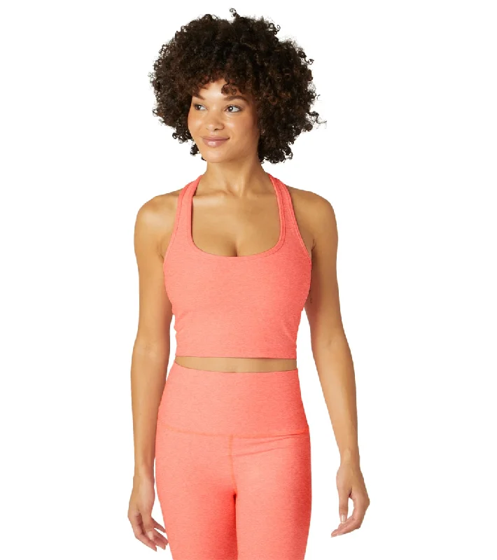 Beyond Yoga Spacedye Well Rounded Cropped Halter Tank Electric Peach Heather