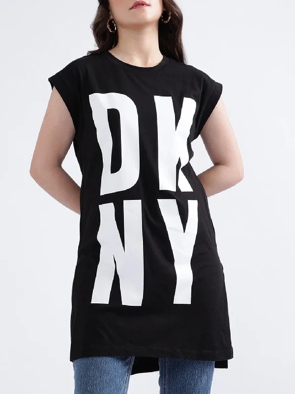 Dkny Black Fashion Logo Regular Fit T-Shirt