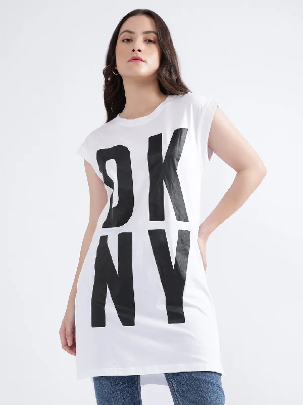 Dkny White Fashion Logo Regular Fit T-Shirt