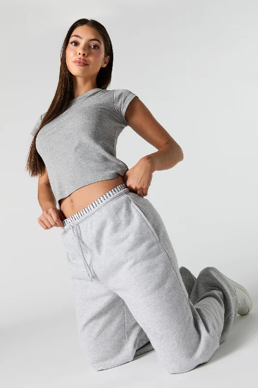 Fleece Boxer Waist Wide Leg Sweatpant