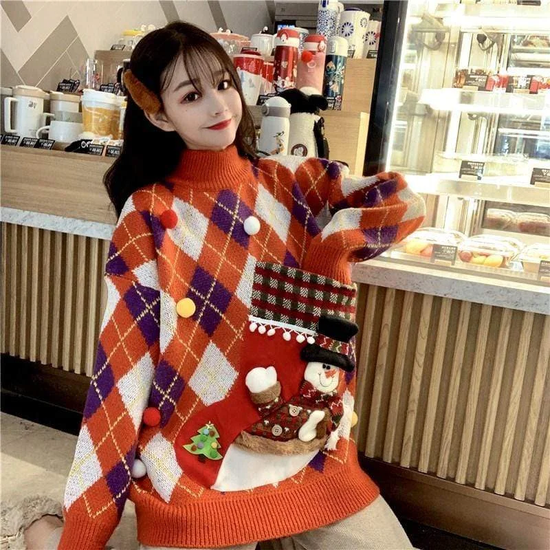 Autumn Snowman Turtleneck Sweatshirt