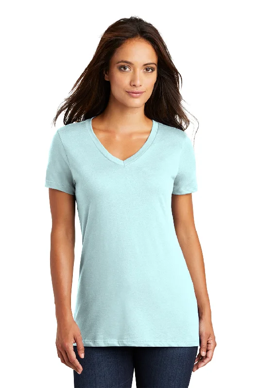 District Womens Perfect Weight Short Sleeve V-Neck T-Shirt - Seaglass Blue