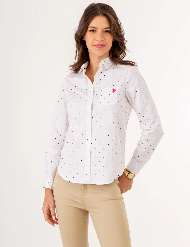 DOT PRINT LONG SLEEVE POPLIN SHIRT