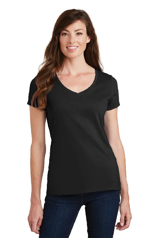 Port & Company Womens Fan Favorite Short Sleeve V-Neck T-Shirt - Jet Black