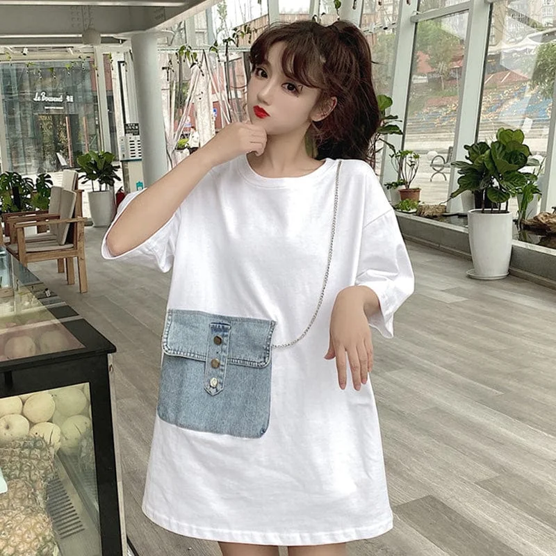 Women's Cute Big-pocket Chained T-shirt