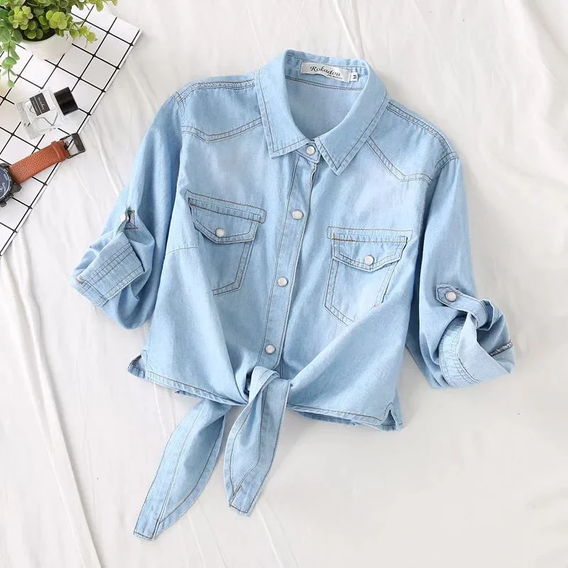 Women's Harajuku Irregular Denim Shirt