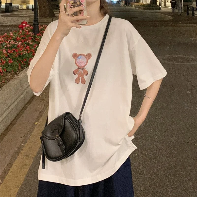 Women's Kawaii Cute Bear Casual Tee