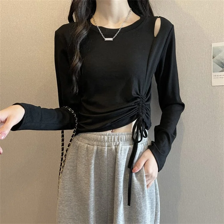 Women's Kawaii Cutout Drawstring T-shirt