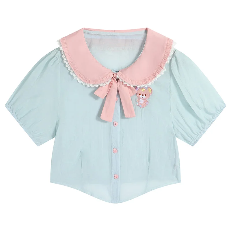 Women's Kawaii Doll Collar Bowknot Shirt