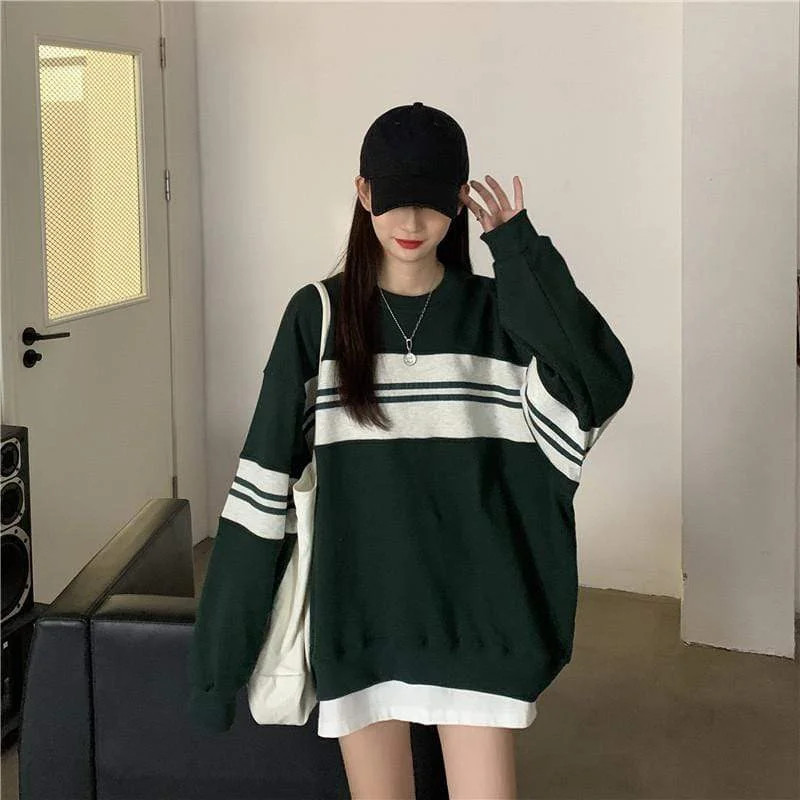 Women's Kawaii Double Color Loose Sweatshirt