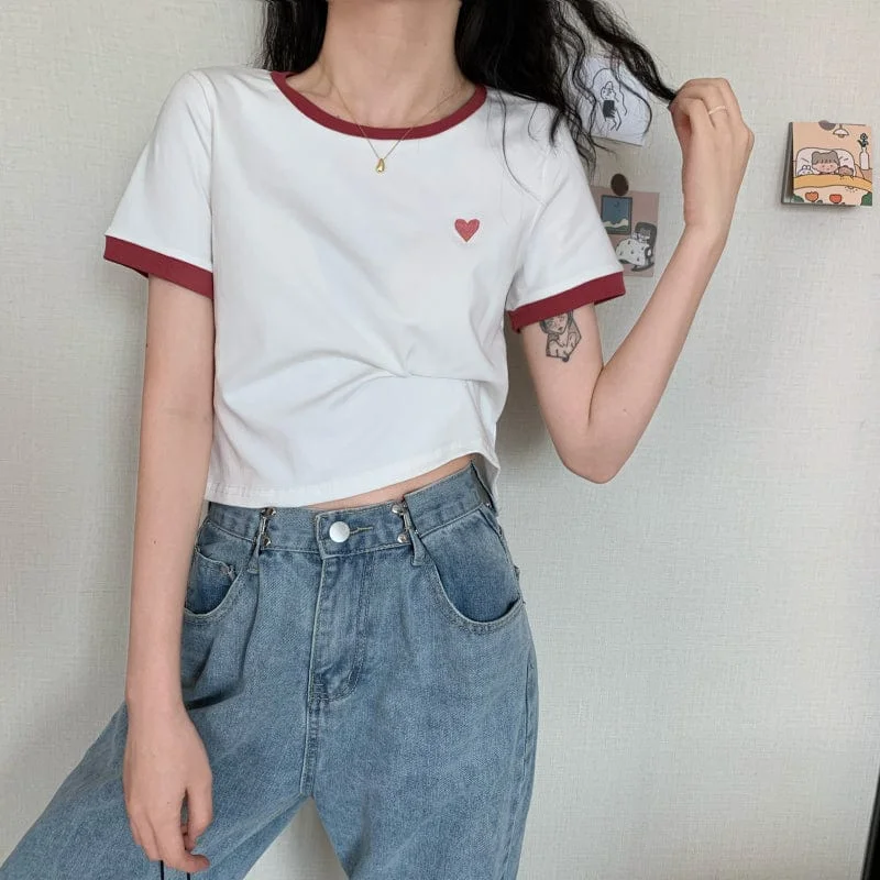 Women's Kawaii Love Heart Short Tee