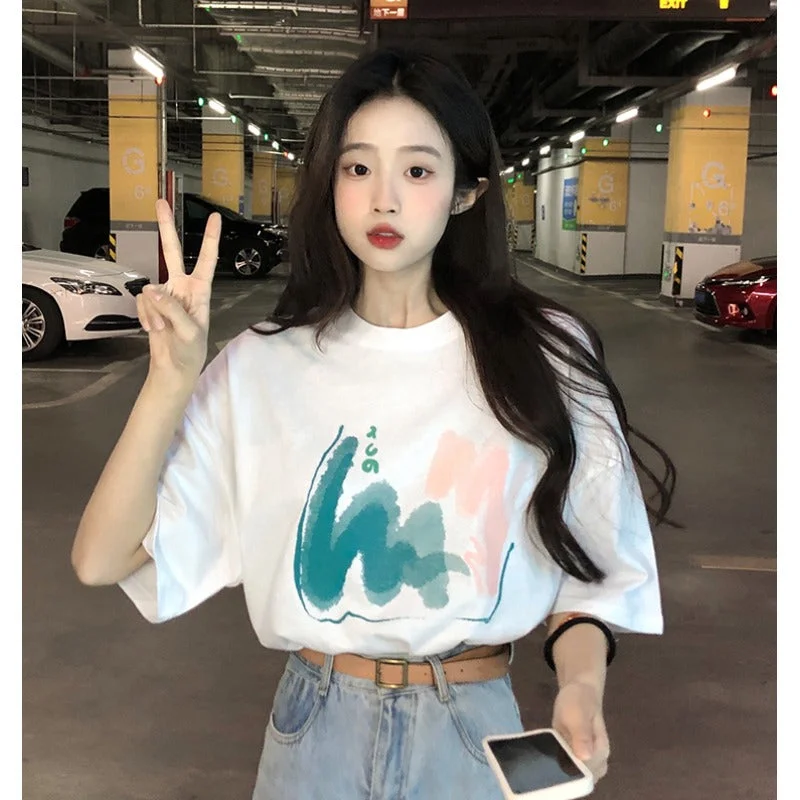 Women's Korean Fashion Graffiti Casual Tee